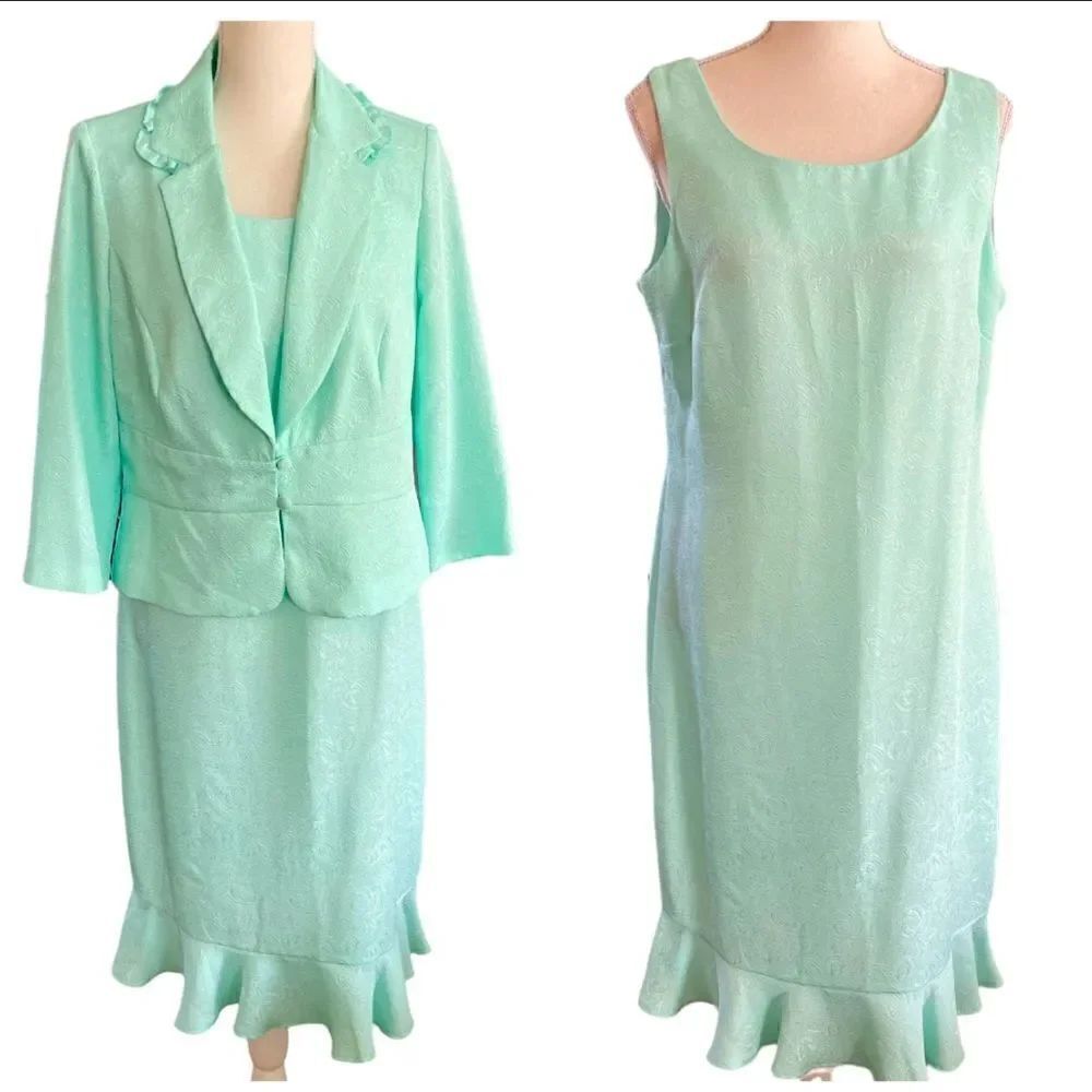 Danny & Nicole 2-piece Mint Green Blazer & Dress Set Size 10